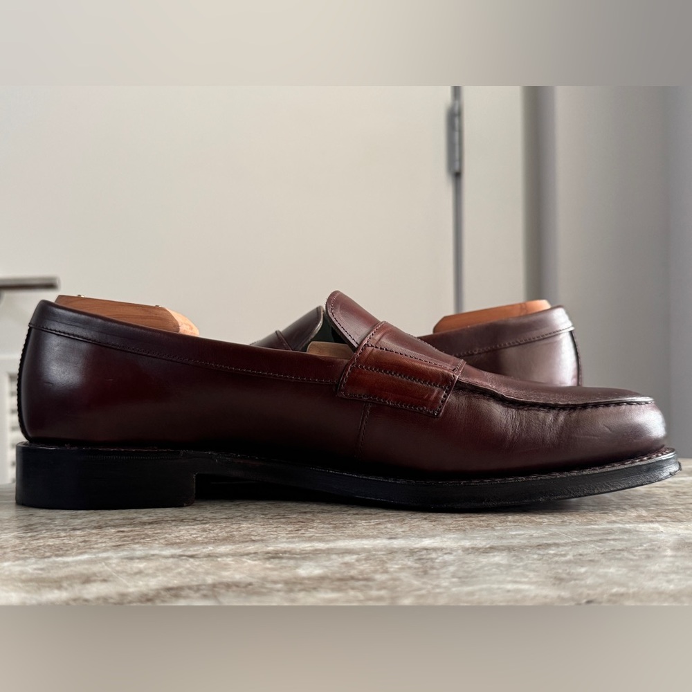 DRAKE’S BROWN LEATHER CHARLES GOODYEAR WELTED PENNY LOAFERS 11 / 10 UK $730 - Picture 5 of 12